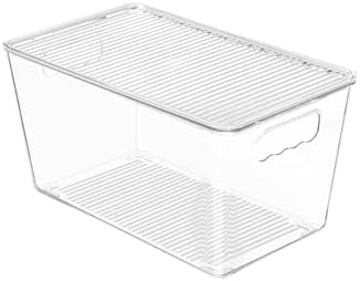 1 Pack Clear Stackable Storage Bins with Lids and Handles