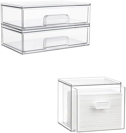 12.1''W Clear Stackable Storage Drawers and Disposable…
