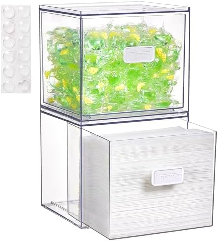 2 Pack Dryer Sheet Holder and Laundry Pods Container