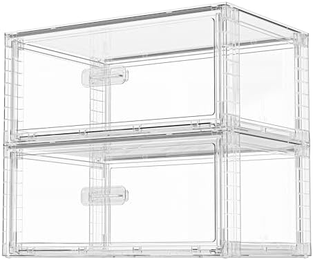 2 Pack Large Clear Stackable Storage Drawers for Closet