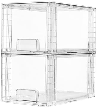 2 Pack Large Stackable Storage Drawers