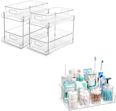 2 Pack Under Sink Organizer with Countertop OrganizerSet
