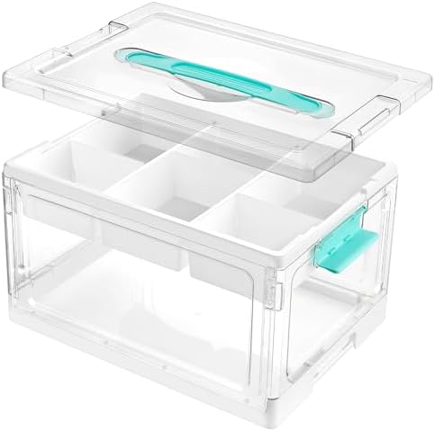 24 QT Clear Plastic Craft Storage Box with Tray & Dividers …