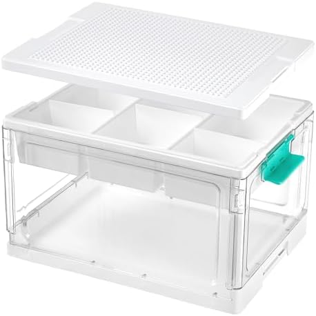 24 QT Clear Plastic Storage Box with Building Baseplate Lid…