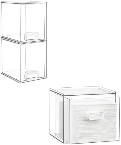 2PACK 7.6" H Clear Stackable Storage Drawers and…
