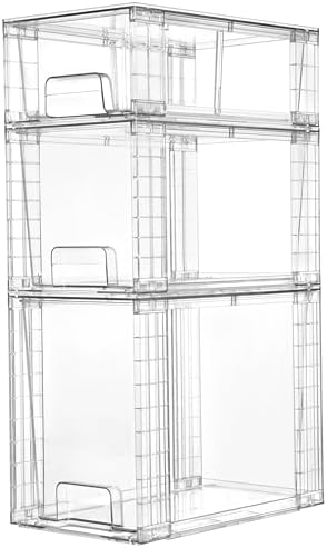 3 Pack Clear Stackable Storage Drawers