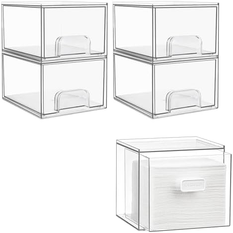 4 Pack 4.4''Small Clear Stackable Storage Drawers and…