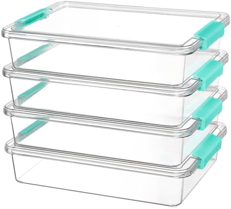 4 Pack 6 Qt Plastic Storage Bins with Lids