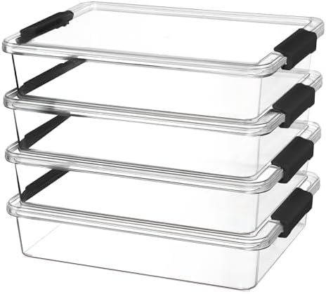 4 Pack 6 Qt Plastic Storage Bins with Lids