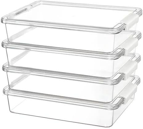 4 Pack 6 Qt Plastic Storage Bins with Lids