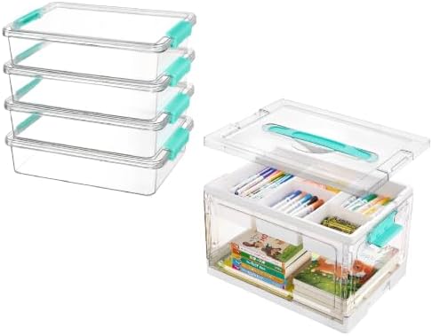 4 Pack 6 Qt Sensory Bin and 1 Pack 24 Qt Plastic Storage…