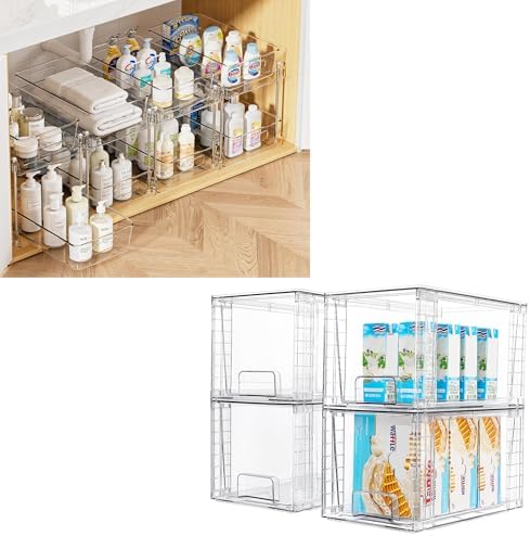4 Pack Bathroom Storage Organizer and 4Pack Large…