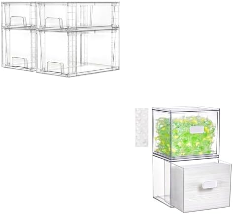 4 Pack Clear Stackable Storage Drawers and 2 Pack Dryer…