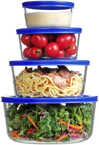 4 Pack Glass Bowls with Lids (1