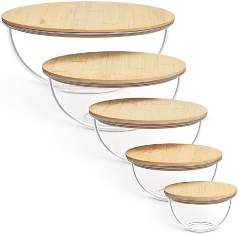 4 Pack Glass Containers and 5 Pack Glass Mixing Bowls with…