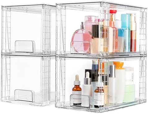 4 Pack Large Stackable Storage Drawers