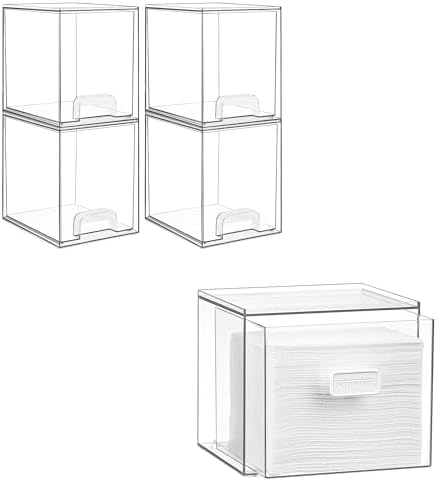4PACK 7.6" H Clear Stackable Storage Drawers and…