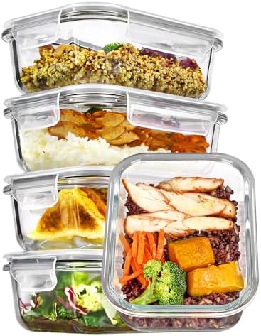5Pack 22oz Glass Storage Containers with Lids