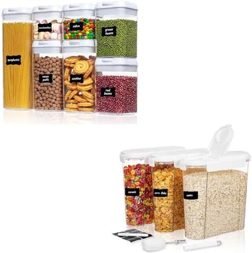 7 PCS Food Storage Container Sets and 3 PCS Cereal Containers