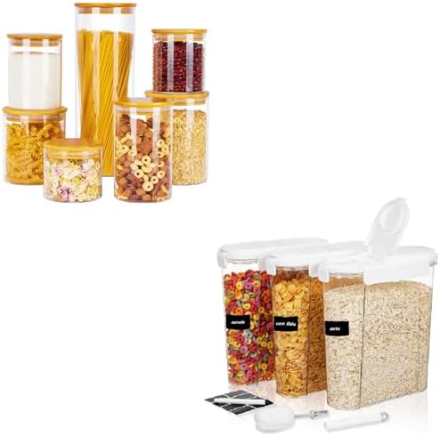 7 PCS Glass Jars and 3 PCS Cereal Containers