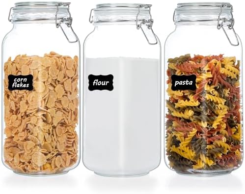 78oz Glass Food Storage Jars with Airtight Clamp Lids — 3 Pack