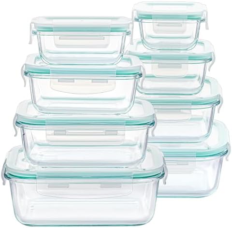 8 Pack Glass Food Storage Containers with Airtight Lids