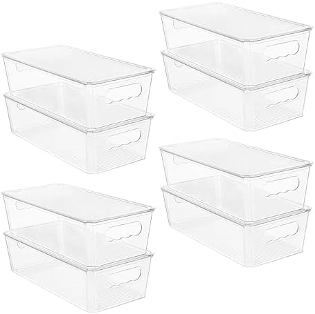 8pcs Clear Stackable Storage Bins with Lids