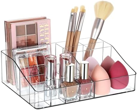 Clear Plastic Devided Makeup Organizer Tray