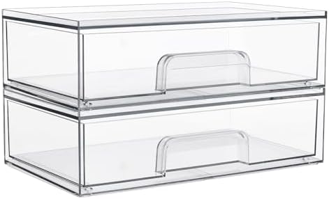 Clear Stackable Storage Drawers — 2 Pack