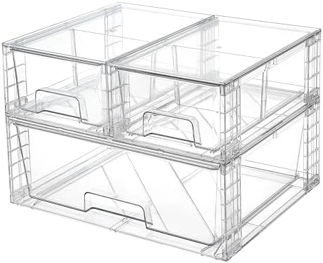 Clear Stackable Storage Drawers — 3 Pack