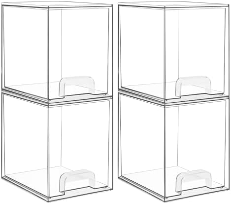 Clear Stackable Storage Drawers — 4 Pack