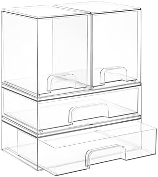 Clear Stackable Storage Drawers Set of 4