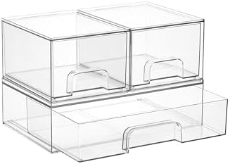 Clear Stackable Storage Drawers Set of 5