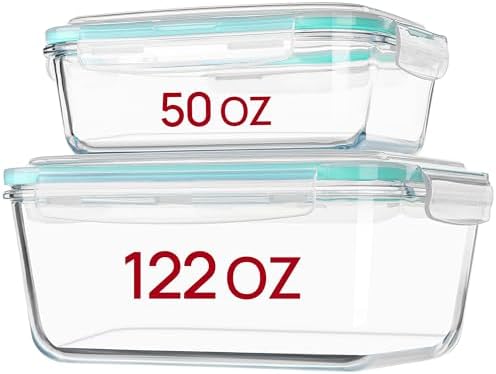 Large Glass Food Storage Containers with Lids — 2 Pack