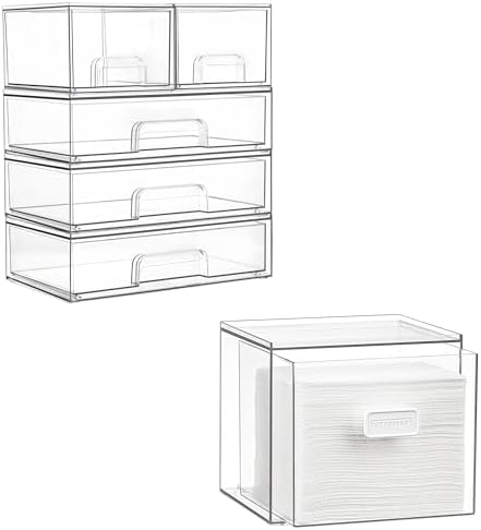 Stackable Storage Drawers Set of 5 and Disposable Facial…